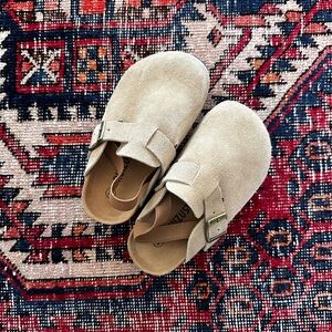 Kids Beige Suede Slip-On Shoes